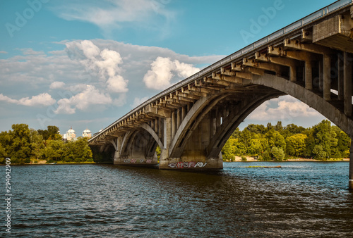 bridge across the Dnieper river in the city of Kiev