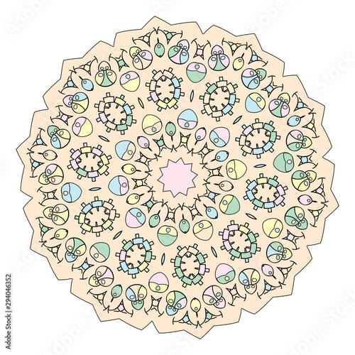 trendy unicorn vector, decorative colorful mandala symbol and repeated pattern, perfect for coloring book, henna tattoo, greeting and wedding card, poster phone cases, christmas, yoga and meditation
