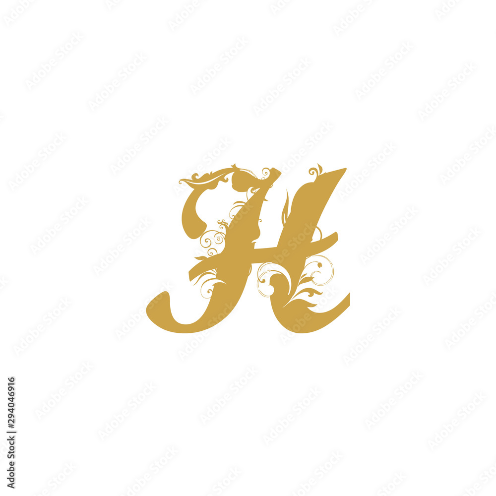 Fototapeta premium abstract vector Initial h letter luxury beauty flourishes ornament monogram wedding icon vintage