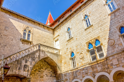 Town hall courtyard at John Paul II Square in Trogir, Croatia