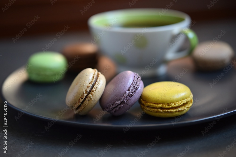 Obraz premium colored macaroons on a background of soft bokeh 