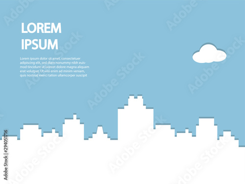 City landscape design template for website with space for text.