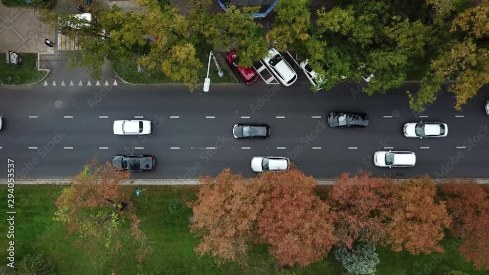 Drone Point of View: aerial city traffic, top down view of freeway busy city rush hour traffic jam highway. Drone Point of View: aerial city traffic, top down view of freeway busy city rush hour traffic jam highway.