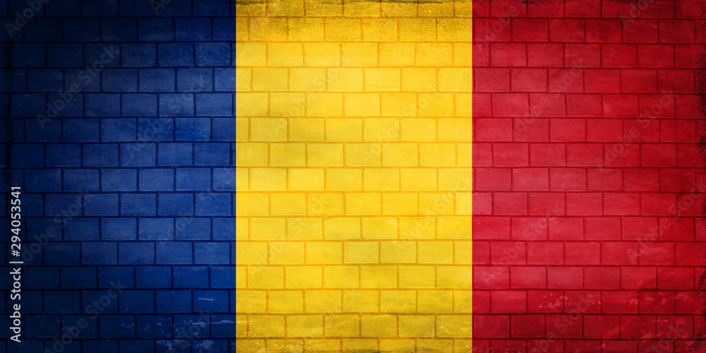 Romanian flag painted on the wall