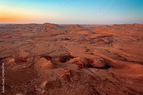 Ramon in Israel’s Negev Desert is the world’s largest erosion crater. A landform unique to Negev and Sinai deserts, a makhtesh is a large erosion cirque, 40km in length and from 2 to 10 km in width. photo