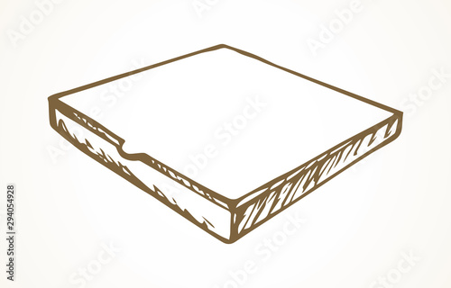 Cardboard pizza packaging. Vector drawing