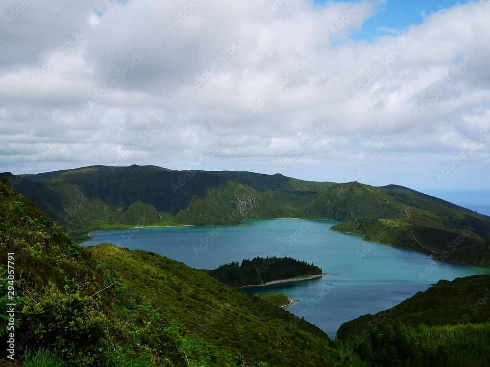 Volcanic crater in the Azores