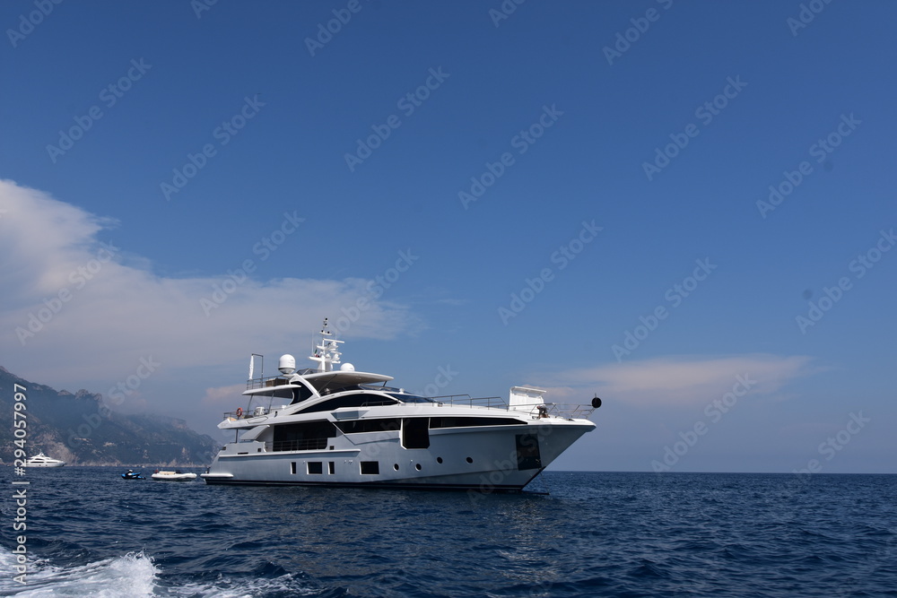 Superyacht on the Mediterranean  Amalfi Coast Positano Italy