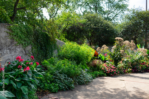 Colorful Garden with Plants and Flowers at a Park in University Village Chicago