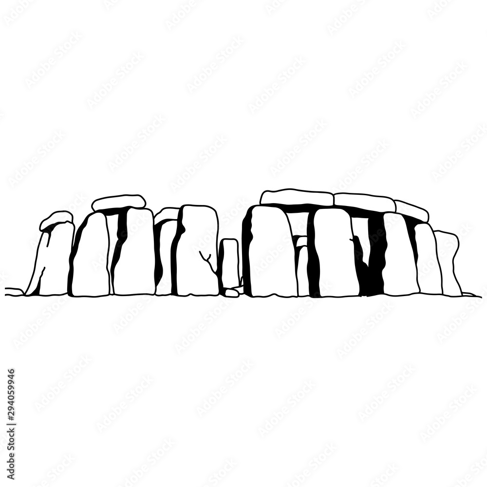 Vecteur Stock stonehenge vector illustration sketch doodle hand drawn ...