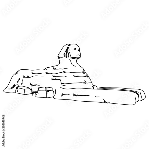 sphinx at Giza of Egypt vector illustration sketch doodle hand drawn with black lines isolated on white background. Travel and tourism concept.