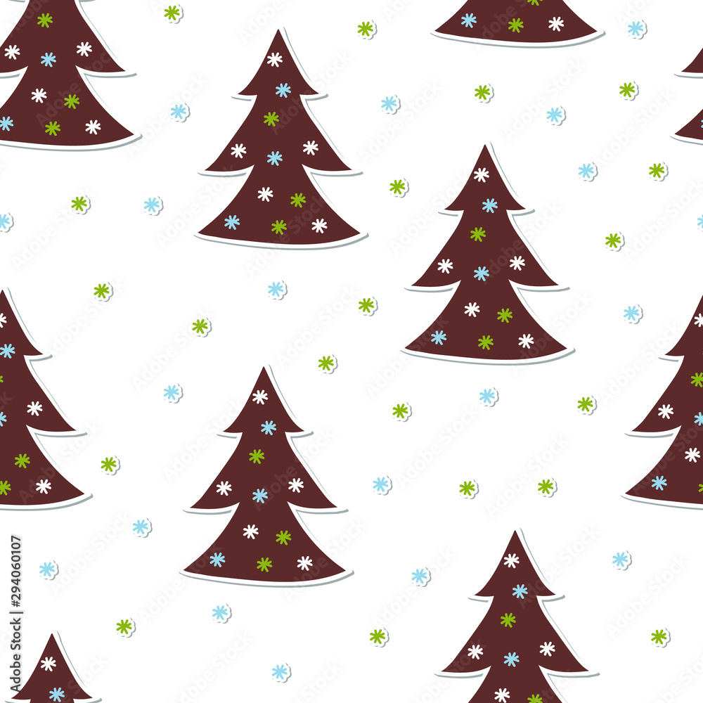 Seamless pattern with christmas tree 
