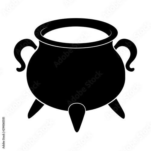 Witch cauldron pot silhouette isolated on white background