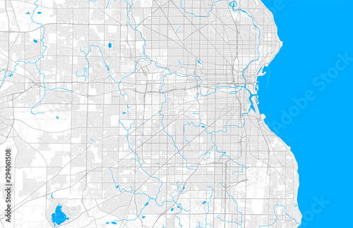 Rich detailed vector map of West Allis, Wisconsin, USA