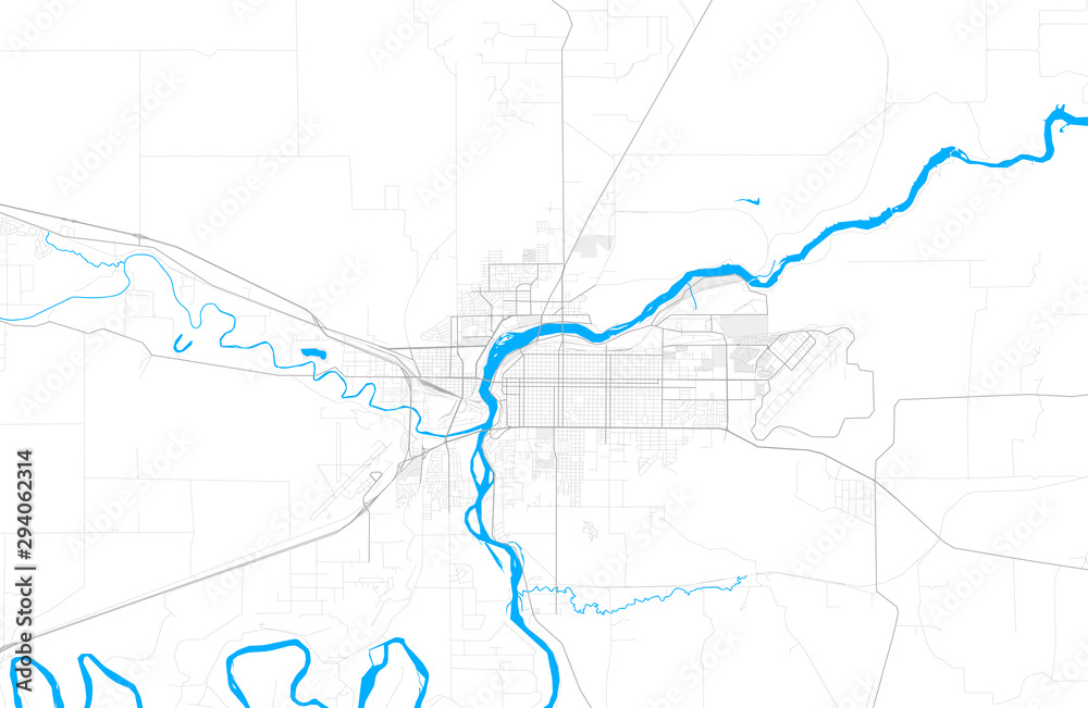 Rich detailed vector map of Great Falls, Montana, USA
