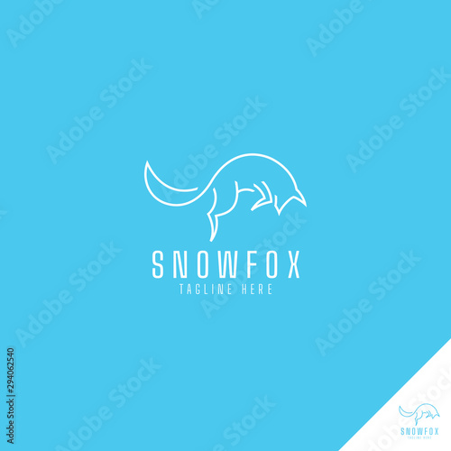 Jump fox logo with simple line art style