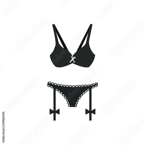 Fashion glyph icon. women underwear. bra and shorts under dress.clothes •  wall stickers graphic, solid, filled