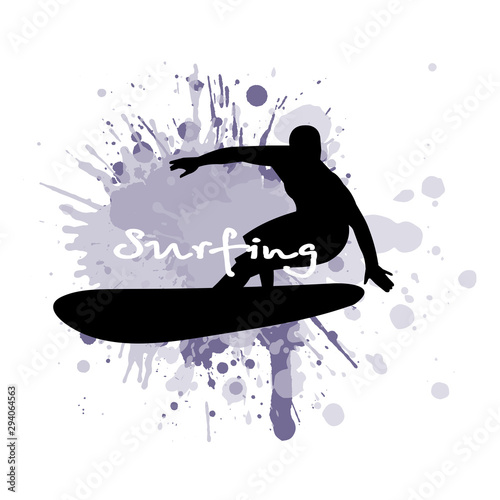 surfer among splashes vector illustration