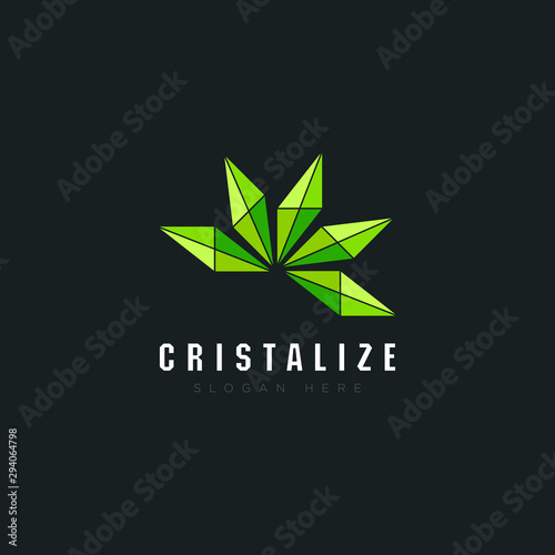 logo cristalize, with crystal style cannabis leaf vector