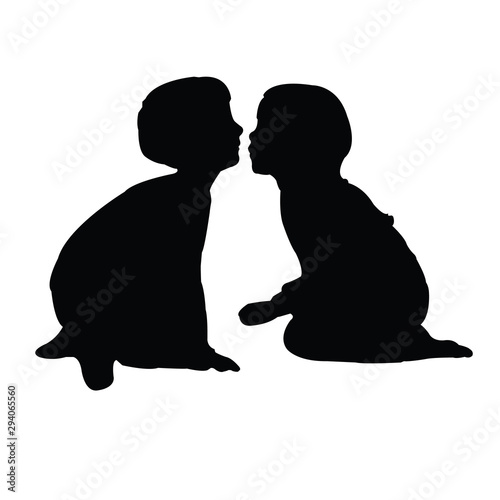 boy and girl kissing each other, silhouette vector