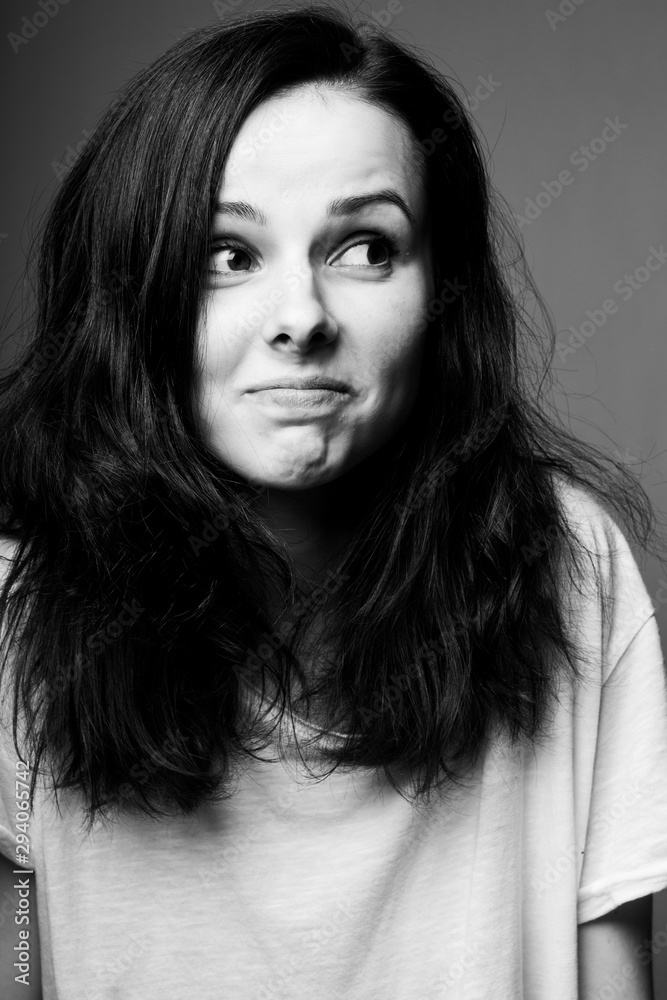 beautiful young brunette girl black and white portrait beautiful young brunette girl black and white portrait