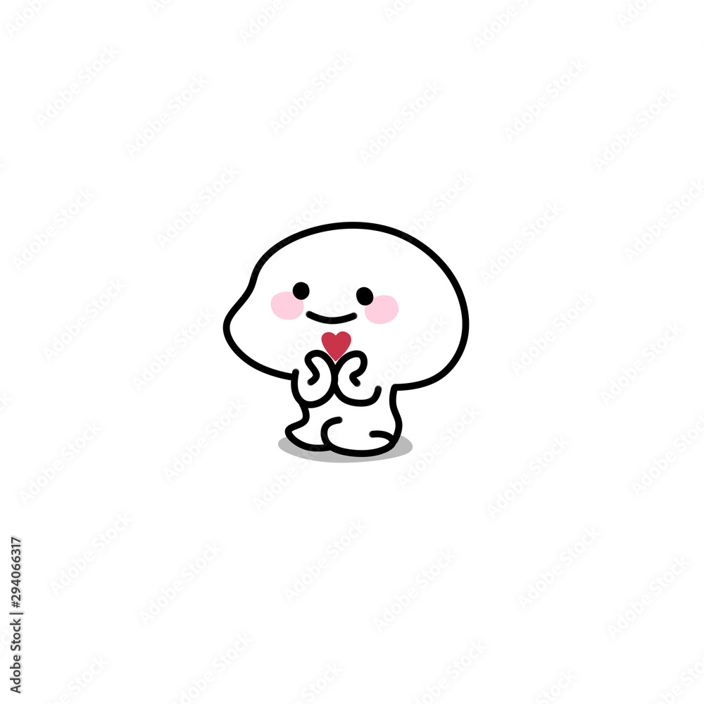 Cute human character shows heart Cute human character shows heart