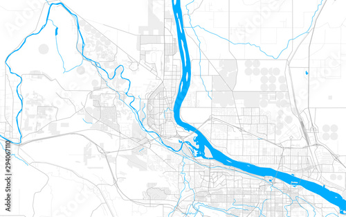 Rich detailed vector map of Richland, Washington, USA