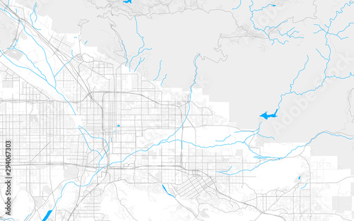 Rich detailed vector map of Highland, California, USA