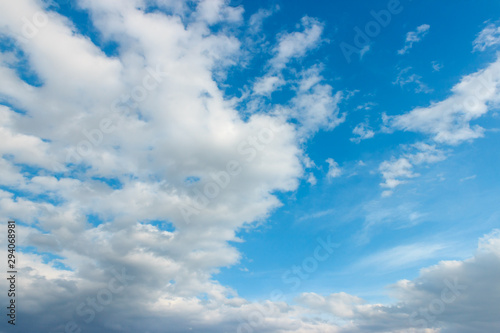 White clouds and blue sky landscape