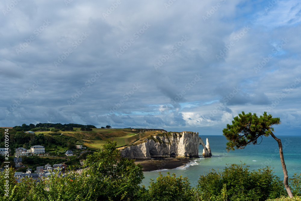 Amazing view from cliffs. Etretat, France.
