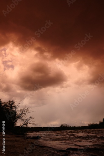 dramatic sky at the landscape scene at James river at Belle isle