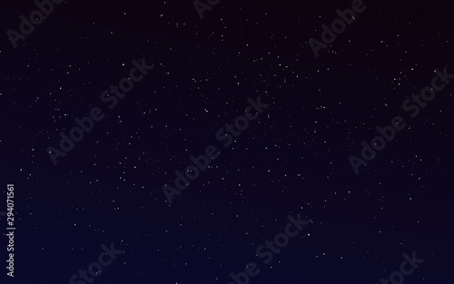 Space background. Starry night sky with stardust and milky way. Bright galaxy with shining stars. Cosmos texture for brochure, banner, poster, flyer. Cosmic backdrop. Vector illustration