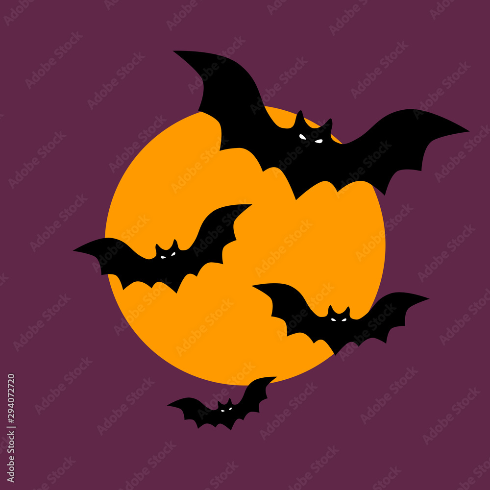 Fototapeta premium halloween background with bats and moon