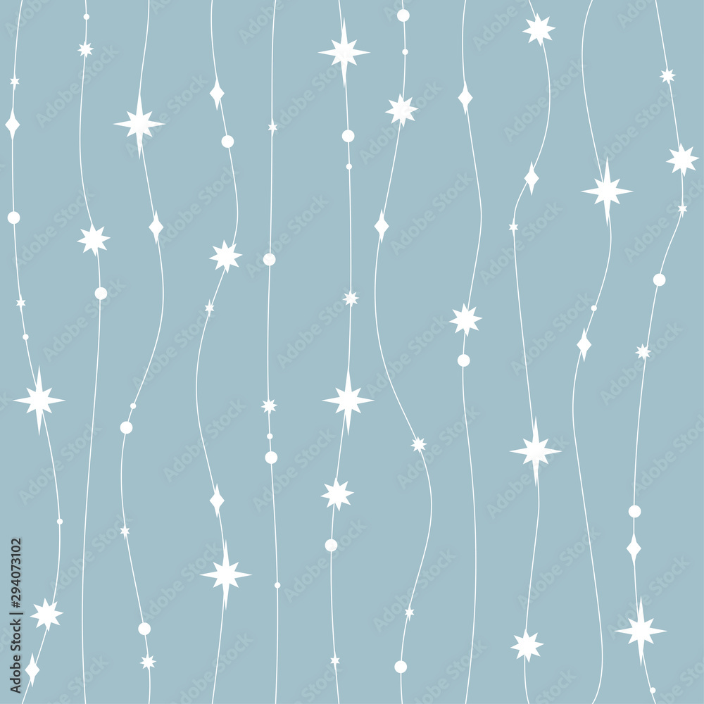 Holiday background, seamless magic pattern with stars. Vector illustration