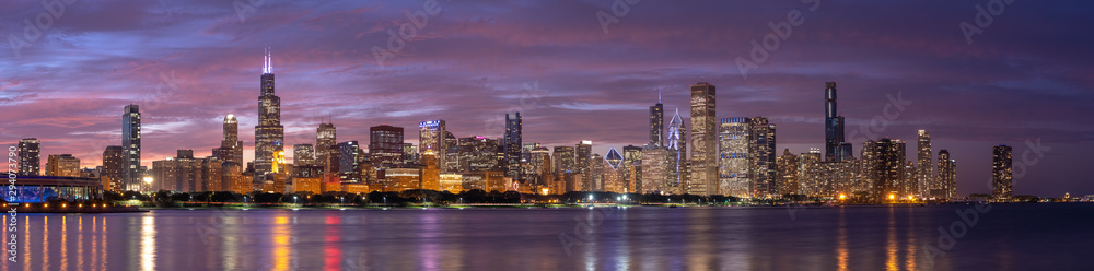 Obraz premium Chicago panoramę budynków w centrum miasta