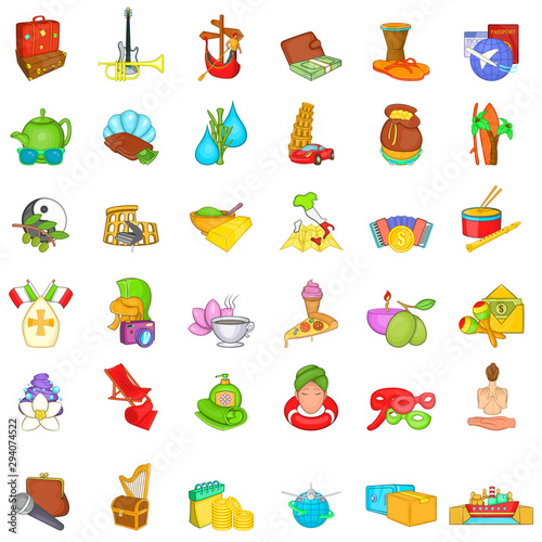 Big trip icons set. Cartoon set of 36 big trip vector icons for web isolated on white background