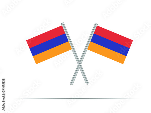 Armenia National flag on two flagpole, isolated on background. Good for map, placement your business. original color and proportion. vector illustration,countries set.