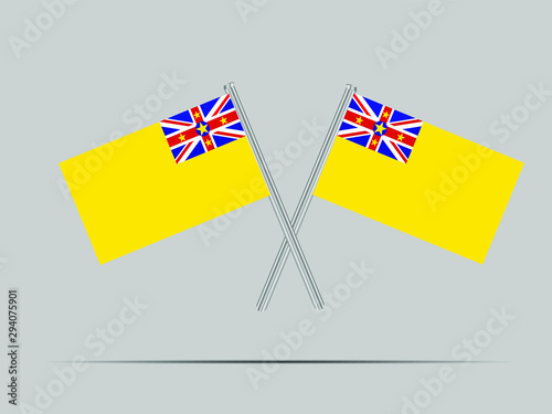 Niue National flag on two flagpole, isolated on background. Good for map, placement your business. original color and proportion. vector illustration,countries set.