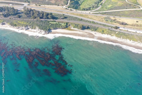 Aerial Drone Footage of Pacific Ocean Southern California Coastline PCH © william