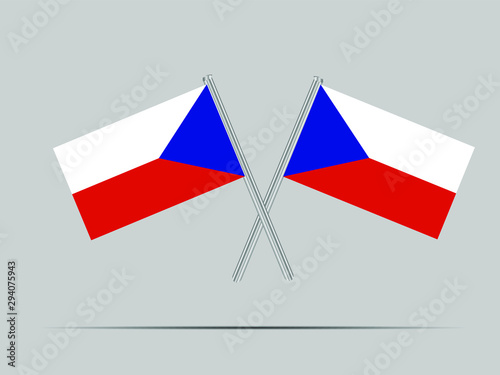 Czhech Republic  National flag on two flagpole, isolated on background. Good for map, placement your business. original color and proportion. vector illustration,countries set.
