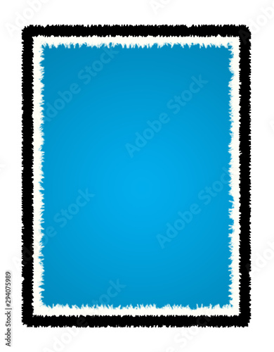 Black border frame template and white background with blue center