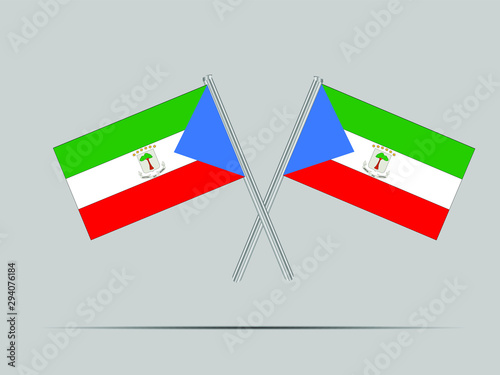 Equatorial Guinea  National flag on two flagpole, isolated on background. Good for map, placement your business. original color and proportion. vector illustration,countries set.