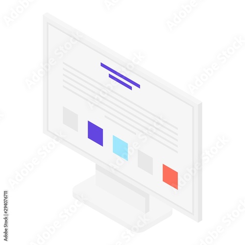 Lcd monitor icon. Isometric of lcd monitor vector icon for web design isolated on white background