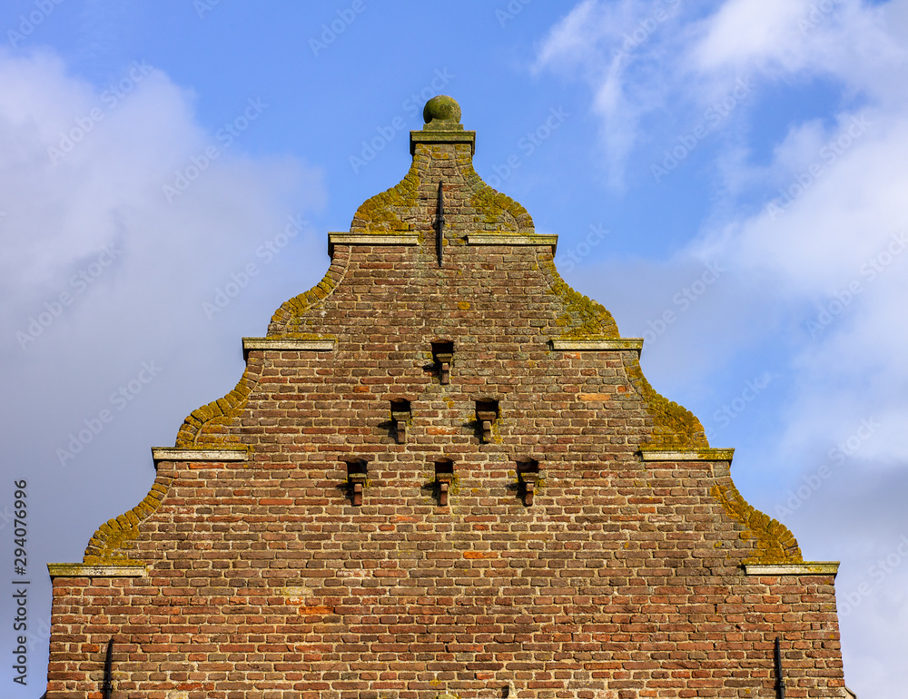 Dutch 16th Century Bell Gable Facade with Pidgeon Holes