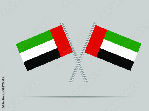 United Arab Emirates  National flag on two flagpole, isolated on background. Good for map, placement your business. original color and proportion. vector illustration,countries set.