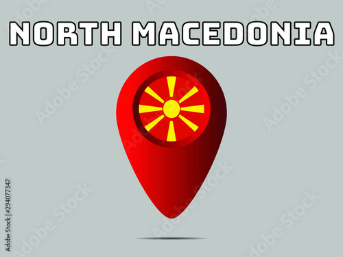 Macedonia National flag,  geolocation, geotag pin, element. Good for map, place, placement your business. original color and proportion. vector illustration,countries set.