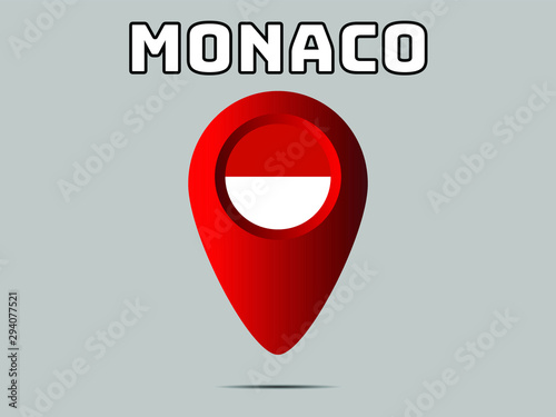 Monaco National flag,  geolocation, geotag pin, element. Good for map, place, placement your business. original color and proportion. vector illustration,countries set.