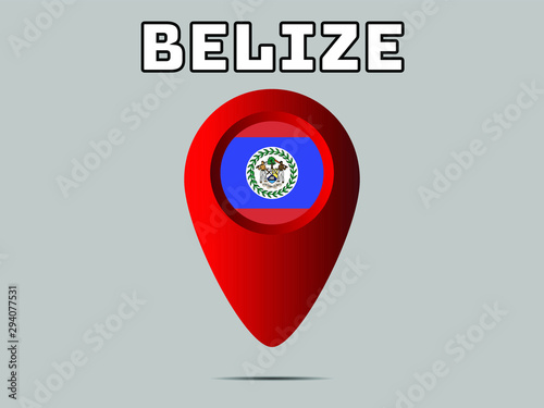  Belize  National flag,  geolocation, geotag pin, element. Good for map, place, placement your business. original color and proportion. vector illustration,countries set.