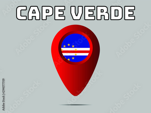 Cape Verde  National flag,  geolocation, geotag pin, element. Good for map, place, placement your business. original color and proportion. vector illustration,countries set.