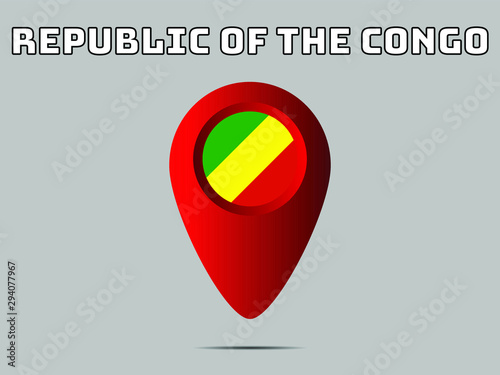 Republic of the Congo  National flag,  geolocation, geotag pin, element. Good for map, place, placement your business. original color and proportion. vector illustration,countries set.
